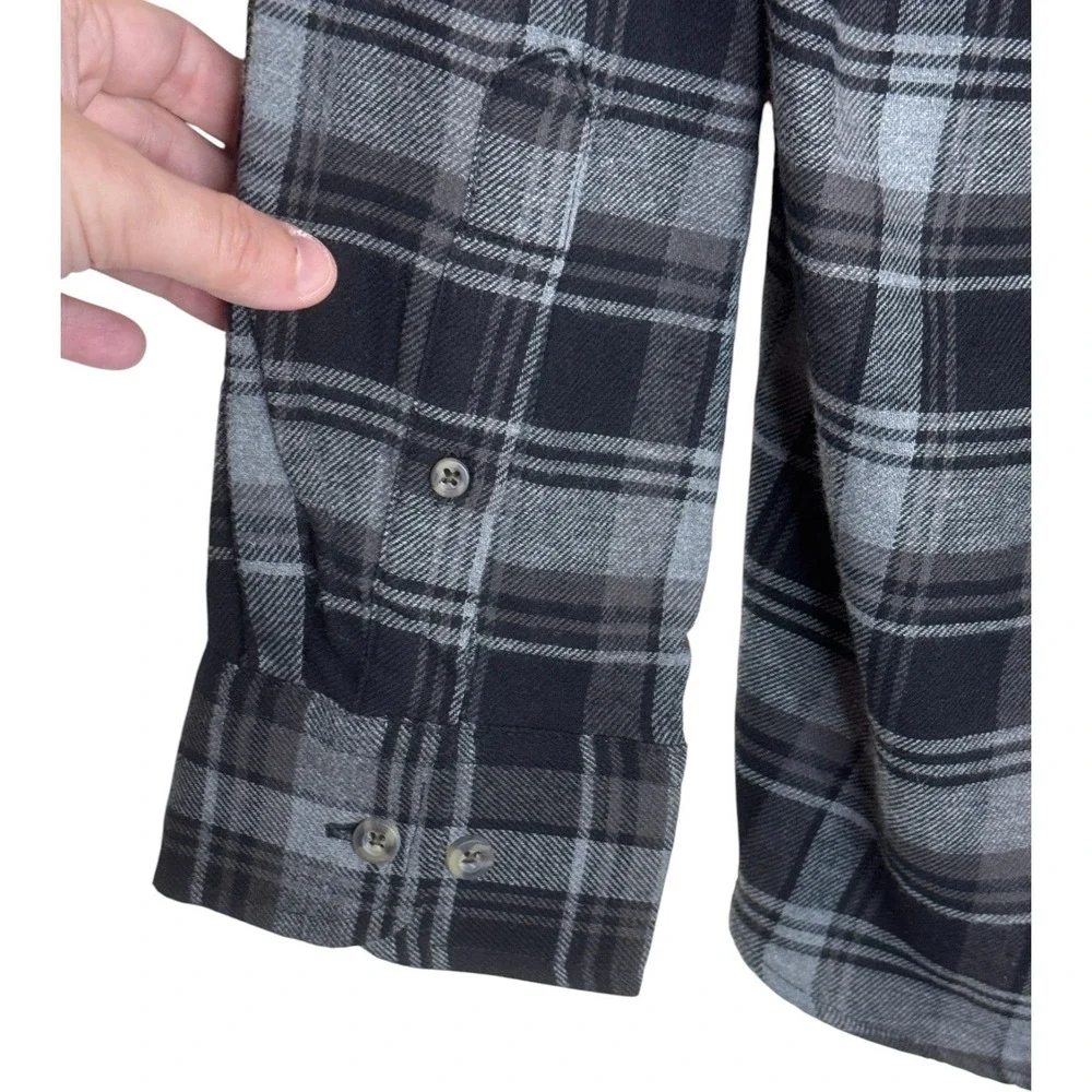 Saddlebred Classic Fit Plaid Flannel Shirt Womens Large Fog Grey Button Down NWT - Picture 4 of 8